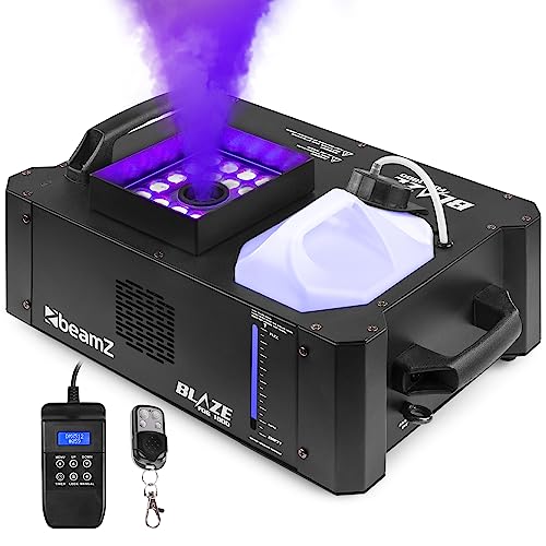 BeamZ Blaze1800 - Nebelmaschine mit Lichteffekt 1800 Watt, vertikal und horizontal Rauchmaschine mit 24x4W LED Spots, für professionelle Shows, Veranstaltungen, Hochzeiten, DJs, und Partys von Beamz