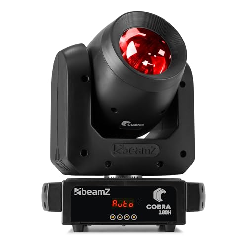 BeamZ Cobra 100H Moving Head LED 100 Watt Beam DMX Licht, Bühnenlicht, 6 Facetten Prisma, Auto Modi, 7 feste Gobos, Gobo-Shake, Rainbow, Flashrate 1-20Hz, IP20, Discolicht Partylicht - Schwarz BeamZ Cobra 100H Moving Head LED 100 Watt Beam DMX Licht, Bühnenlicht, 6 Facetten Prisma, Auto Modi, 7 feste Gobos, Gobo-Shake, Rainbow, Flashrate 1-20Hz, IP20, Discolicht Partylicht - Schwarz von Beamz