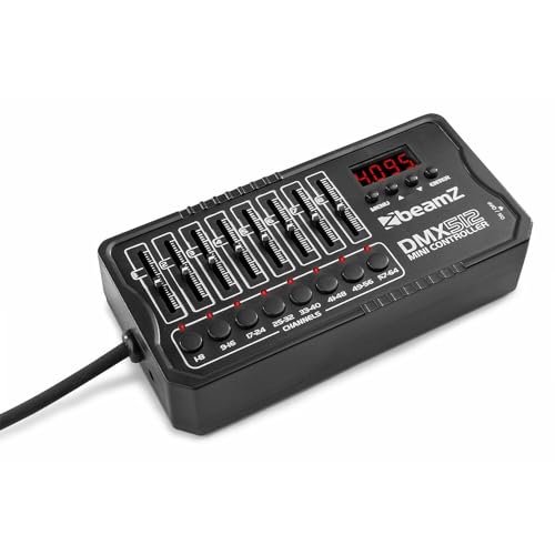 BeamZ DMX-512MINI - DMX Controller, Akku Lichtmischpult, 64 Kanäle, 8 Stunden Akkulaufzeit, mobiler DMX-Controller, DJ Lichtsteuerung, Lichtmischpult, Steuerung für Lichttechnik von Beamz