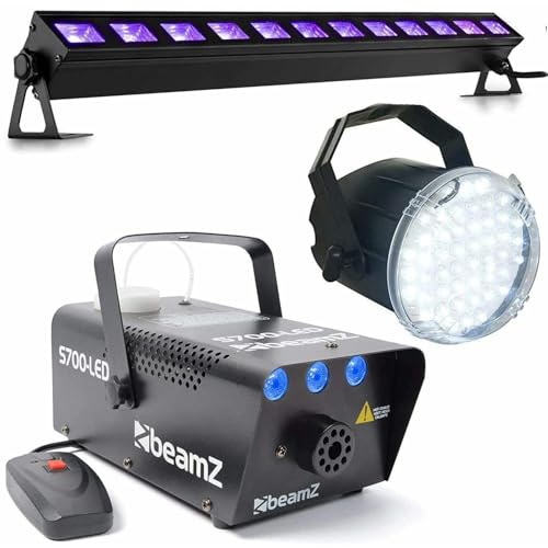 BeamZ Komplettes Halloween-Effektset mit Eis-Effekt-Nebelmaschine, LED-Stroboskop und LED Blacklight Bar BeamZ Komplettes Halloween-Effektset mit Eis-Effekt-Nebelmaschine, LED-Stroboskop und LED Blacklight Bar von Beamz