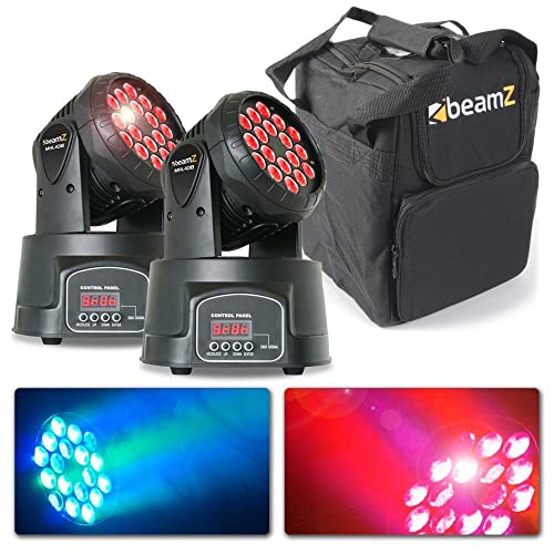 BeamZ MHL108MK2 - Movinghead 2er Set, 2x BeamZ Moving Head mit Tasche, 2 kompakte RGB LED Washer, DMX Disco Licht, Soundgesteuert, DJ Licht Party Lichteffekt, Discolicht Partylicht BeamZ MHL108MK2 - Movinghead 2er Set, 2x BeamZ Moving Head mit Tasche, 2 kompakte RGB LED Washer, DMX Disco Licht, Soundgesteuert, DJ Licht Party Lichteffekt, Discolicht Partylicht von Beamz