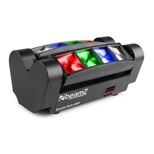 BeamZ MHL820 Double Helix RGB LED Lichteffekt 8x3 Watt, Moving Head Bühnenlicht, Disco DJ Licht, LED Lichteffekt, Mini Lichtanlage, Plug n Play, Discolicht Partylicht, Soundsteuerung - Schwarz von Beamz