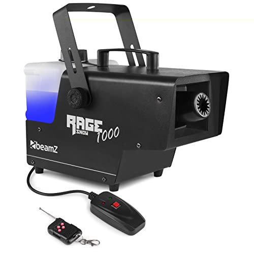 BeamZ RAGE1000SNOW Schneemaschine, 1000 Watt Schnee Maschine mit Fernbedienung, Snow Machine, mini Schneekanone Garten, Party Gadget, Winter Simulation von Beamz