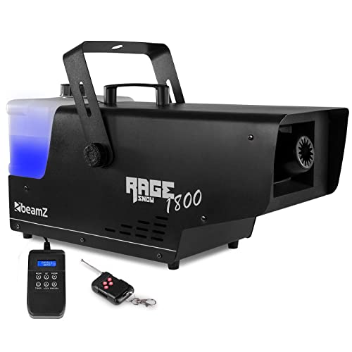 BeamZ RAGE1800SNOW Schneemaschine 1800 Watt Schnee Maschine mit Fernbedienung, Snow Machine, DMX, Timer, mini Schneekanone Garten, Apres Ski Party Gadget, Winter Simulation von Beamz