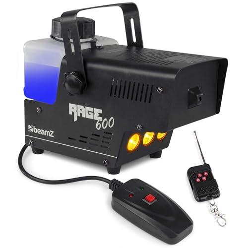 BeamZ RAGE600LED Nebelmaschine mit Lichteffekt, 600 Watt, Fog Machine LED Rauchmaschine mit Funkfernbedienung, Disco Partynebel für DJs auf Veranstaltungen von Beamz