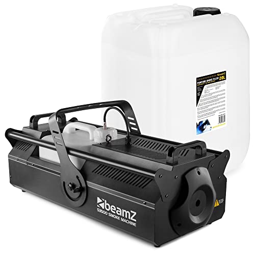 BeamZ S3500 DMX Nebelmaschine mit 20 Liter Nebelflüssigkeit, 3500 Watt kraftvolle Rauchmaschine mit Timer, Funkfernbedienung, Intervall, für Große Events, Clubs, Hochzeiten, Festivals von Beamz