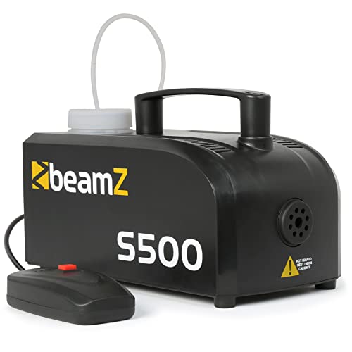 BeamZ S500 500W Nebelmaschine Mini, Rauchmaschine Party, Fog Machine, Kabelfernbedienung, Partynebel für DJ, Hauspartys, Hochzeiten, Halloween Rauch Maschine von Beamz