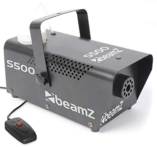 BeamZ S500 Nebelmaschine 500 Watt, Fogger, Party Rauchmaschine, Fog Machine, Kabelfernbedienung, Disco Partynebel für DJs, Hauspartys, Hochzeiten, Veranstaltungen von Beamz