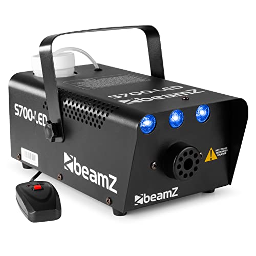 BeamZ S700-LED Nebelmaschine Mini mit Ice Lichteffekt in Blau, 700 Watt, 1L Nebelfluid, Party Rauchmaschine, Fog Machine, Kabelfernbedienung, Partynebel für DJs, Partys, Hochzeiten, Veranstaltungen von Beamz