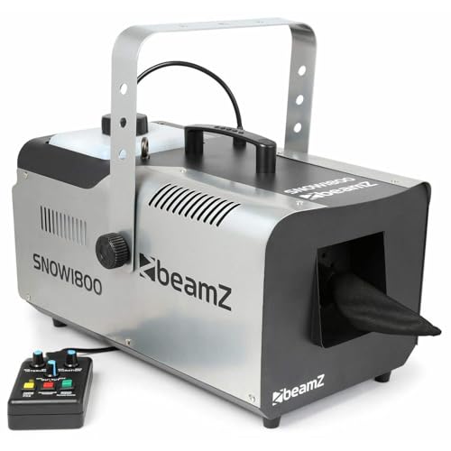 BeamZ SNOW1800 Schneemaschine 1800 Watt Schnee Maschine mit Fernbedienung, Snow Machine, DMX, Timer, Profi Schneekanone Garten, Apres Ski Party Gadget, Winter Simulation von Beamz