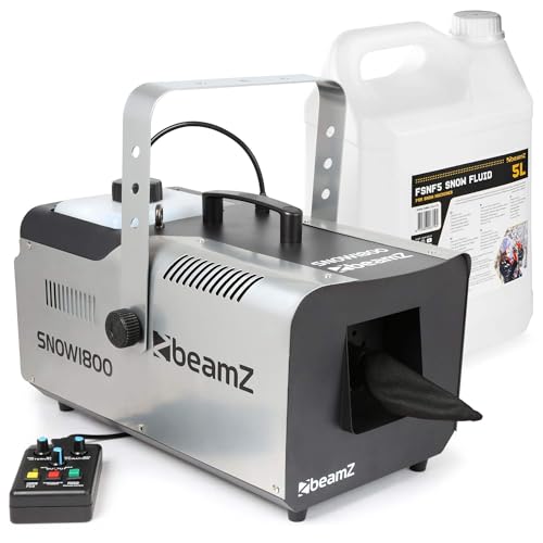BeamZ SNOW1800 Schneemaschine mit Flüssigkeit, 1800 Watt Schnee Maschine mit Fernbedienung, 5 Liter Schneefluid, Snow Machine, DMX, Timer, mini Schneekanone Garten, Party Gadget, Winter Simulation BeamZ SNOW1800 Schneemaschine mit Flüssigkeit, 1800 Watt Schnee Maschine mit Fernbedienung, 5 Liter Schneefluid, Snow Machine, DMX, Timer, mini Schneekanone Garten, Party Gadget, Winter Simulation von Beamz