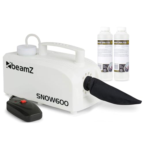 BeamZ SNOW600 Set Schneemaschine mit Flüssigkeit, 600 Watt Schnee Maschine mit Kabelfernbedienung, Snow Machine mit Konzentrat zum Mischen, mini Schneekanone Garten, Party Gadget, Winter Simulation BeamZ SNOW600 Set Schneemaschine mit Flüssigkeit, 600 Watt Schnee Maschine mit Kabelfernbedienung, Snow Machine mit Konzentrat zum Mischen, mini Schneekanone Garten, Party Gadget, Winter Simulation von Beamz