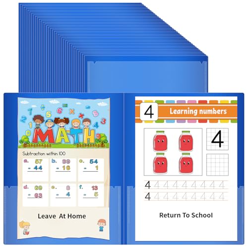 Kommunikationsmappe für Eltern und Lehrer, mit transparenter Vordertasche, 2 Taschen, für Zuhause, Schule, Hausaufgabenordner für Studenten, Klassenzimmer, 36 Stück, Blau von BeapTcely