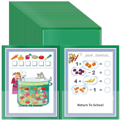 Kommunikationsmappe für Eltern und Lehrer, mit transparenter Vordertasche, 2 Taschen, für Zuhause, Schule, Hausaufgabenordner für Studenten, Klassenzimmer, 36 Stück, Grün Kommunikationsmappe für Eltern und Lehrer, mit transparenter Vordertasche, 2 Taschen, für Zuhause, Schule, Hausaufgabenordner für Studenten, Klassenzimmer, 36 Stück, Grün von BeapTcely