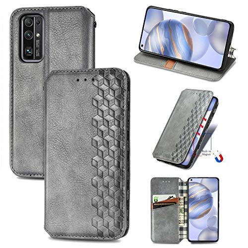 Bear Village Hülle für Huawei Honor 30, PU Leder Flip Handyhülle für Huawei Honor 30, Brieftasche Schutzhülle mit Standfunktion und Kartenfächer, Grau von Bear Village