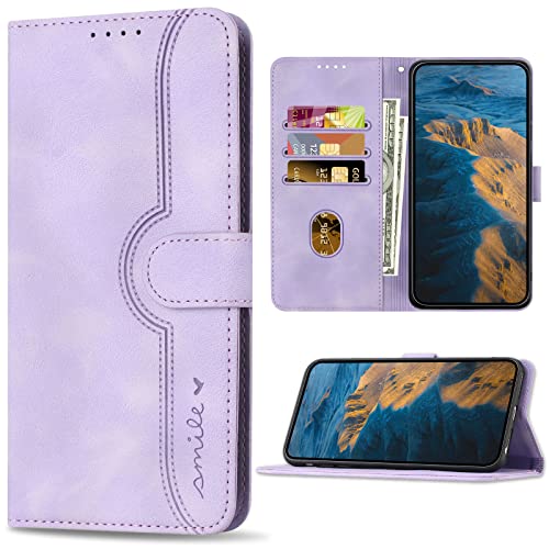 Bear Village Hülle für Oppo A94 5G / Oppo A95 5G / Oppo F19 Pro Plus, PU Leder Handyhülle Klappbar Handytasche, Schutzhülle mit Kartenfach für Oppo A94 5G / Oppo A95 5G / Oppo F19 Pro Plus, Violett von Bear Village