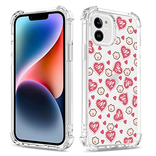 Bear Village Hülle für iPhone 12 Mini, Dünne Weiche TPU Silikon Handyhülle für Mädchen, Stoßfest Kratzfest Schutzhülle für iPhone 12 Mini (5.4 inch), Transparentes Liebesherz-4 von Bear Village