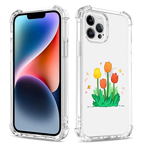 Bear Village Hülle für iPhone 12 Pro Max, Transparent TPU Kratzfest Silikon Handyhülle für Mädchen, Anti-Gelb Stoßfest Case 360 Grad Schutzhülle für iPhone 12 Pro Max (6.7 inch), Tulpe von Bear Village