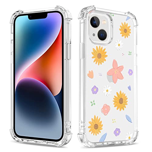 Bear Village Hülle für iPhone 13 Mini, Dünne Weiche TPU Silikon Handyhülle für Mädchen, Stoßfest Kratzfest Schutzhülle für iPhone 13 Mini (5.4 inch), Transparente Blume-1 von Bear Village