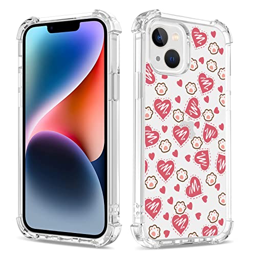 Bear Village Hülle für iPhone 13 Mini, Dünne Weiche TPU Silikon Handyhülle für Mädchen, Stoßfest Kratzfest Schutzhülle für iPhone 13 Mini (5.4 inch), Transparentes Liebesherz-4 von Bear Village