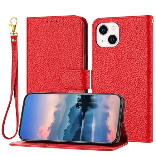 Bear Village Hülle für iPhone 13 Mini, PU Leder Klappbar Hülle mit Kartenfach und Magnetverschluss, Stoßfeste Standfunktion, Rot Bear Village Hülle für iPhone 13 Mini, PU Leder Klappbar Hülle mit Kartenfach und Magnetverschluss, Stoßfeste Standfunktion, Rot von Bear Village
