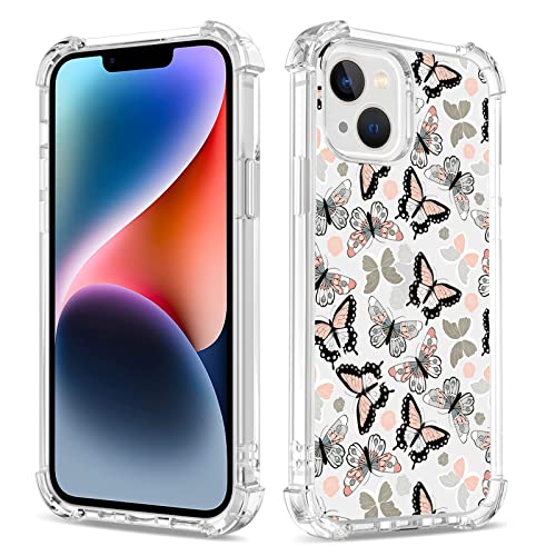 Bear Village Hülle für iPhone 14 Plus, Dünne Weiche TPU Silikon Handyhülle für Mädchen, Stoßfest Kratzfest Schutzhülle für iPhone 14 Plus (6.7 inch), Transparenter Schmetterling-1 von Bear Village