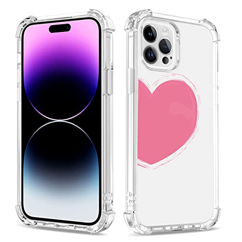 Bear Village Hülle für iPhone 14 Pro, Dünne Weiche TPU Silikon Handyhülle für Mädchen, Stoßfest Kratzfest Schutzhülle für iPhone 14 Pro (6.1 inch), Transparentes Liebesherz-2 von Bear Village