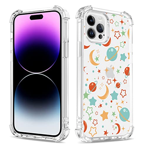 Bear Village Hülle für iPhone 14 Pro Max, Transparent TPU Kratzfest Silikon Handyhülle für Mädchen, Anti-Gelb Stoßfest Case 360 Grad Schutzhülle für iPhone 14 Pro Max (6.7 inch), Blauer Sternenhimmel von Bear Village