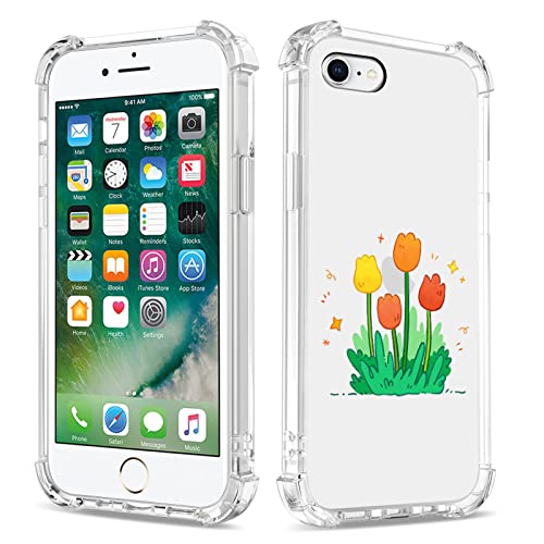 Bear Village Hülle für iPhone 6 / iPhone 6s, Transparent TPU Kratzfest Silikon Handyhülle für Mädchen, Anti-Gelb Stoßfest Case 360 Grad Schutzhülle für iPhone 6 / iPhone 6s(4.7 inch), Tulpe von Bear Village