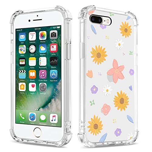 Bear Village Hülle für iPhone 7 Plus/iPhone 8 Plus, Dünne Weiche TPU Silikon Handyhülle für Mädchen, Stoßfest Kratzfest Schutzhülle für iPhone 7 Plus/iPhone 8 Plus (5.5 inch), Transparente Blume-1 von Bear Village