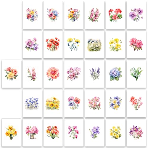 Bear and Bee 32 x Blanko-Grußkarten mit britischem Motiv (britische Blumen) - Greeting Card - Alltag von Bear and Bee
