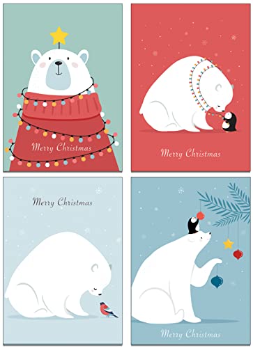 36 x Big Friendly Bear Weihnachtskarten aus recyceltem Karton von Bear and Bee