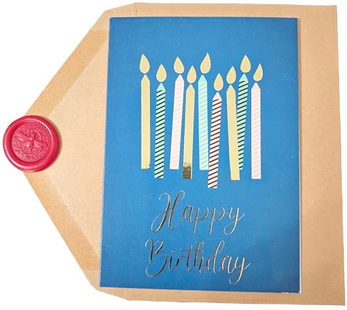 Bear and Bee Geburtstagskarte mit goldgeprägter Folie auf der Vorderseite - Doppelset mit 2 Karten und 2 Umschlägen (Kerzen) von Bear and Bee