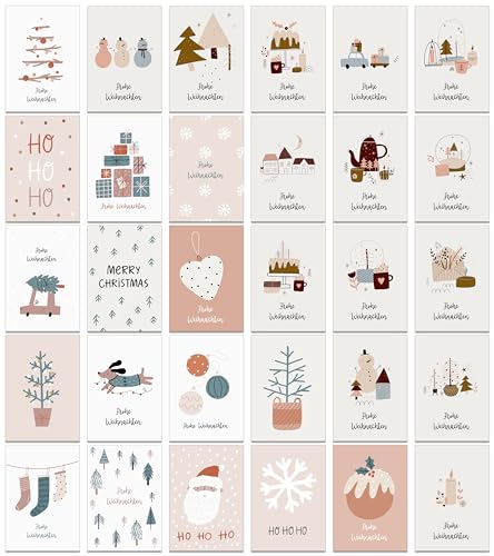 Weihnachtskarten mit Umschlag Set 30 Stück - A6 Klappkarten Weihnachtsgrußkarten von Bear and Bee
