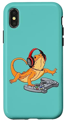 Hülle für iPhone X/XS Bearded Dragon Lizard Gamer Video Game Gecko Gift von Bearded Dragon Design DearPrint
