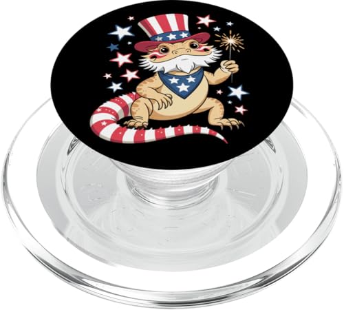 4. Juli Pogona Reptil Herpetologie Bartagame PopSockets PopGrip für MagSafe von Bearded Dragon Pet Reptile Care
