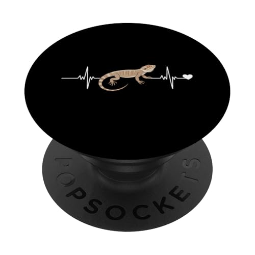 Heartbeat EKG Pogona Reptil Herpetologie Bartagame PopSockets Klebender PopGrip von Bearded Dragon Pet Reptile Care