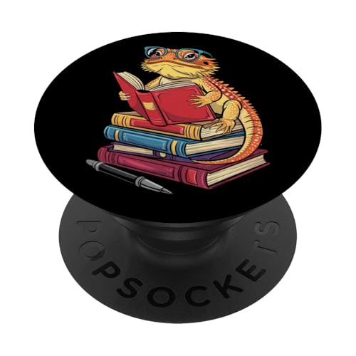 Pogona Lesebücher Reptilien Bücherwurm Bartdrache PopSockets Klebender PopGrip Pogona Lesebücher Reptilien Bücherwurm Bartdrache PopSockets Klebender PopGrip von Bearded Dragon Pet Reptile Care