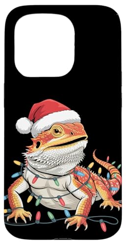 Weihnachtsbeleuchtung Reptil Pogona Herpetologie Bartdrache Hülle für iPhone 15 Pro von Bearded Dragon Pet Reptile Care