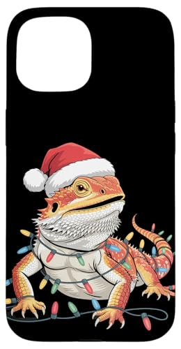 Weihnachtsbeleuchtung Reptil Pogona Herpetologie Bartdrache Hülle für iPhone 15 von Bearded Dragon Pet Reptile Care
