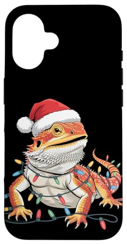 Weihnachtsbeleuchtung Reptil Pogona Herpetologie Bartdrache Hülle für iPhone 16 von Bearded Dragon Pet Reptile Care