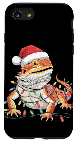 Weihnachtsbeleuchtung Reptil Pogona Herpetologie Bartdrache Hülle für iPhone SE (2020) / 7 / 8 von Bearded Dragon Pet Reptile Care
