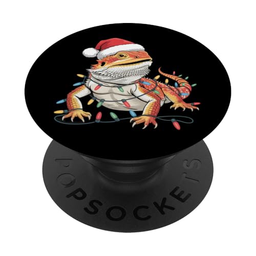 Weihnachtsbeleuchtung Reptil Pogona Herpetologie Bartdrache PopSockets Klebender PopGrip Weihnachtsbeleuchtung Reptil Pogona Herpetologie Bartdrache PopSockets Klebender PopGrip von Bearded Dragon Pet Reptile Care