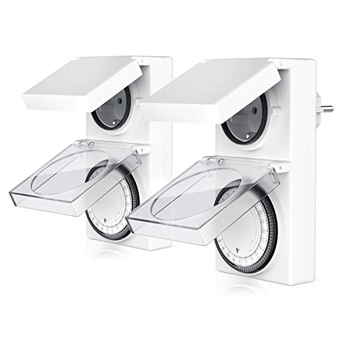 Bearware 2X Mechanische Zeitschaltuhr für den Außenbereich - 96 Schaltsegmente - Schieberegler für Zeitangabe - 3680W - IP 44 Schutzart Outdoor - spritzwassergeschützt - weiß Bearware 2X Mechanische Zeitschaltuhr für den Außenbereich - 96 Schaltsegmente - Schieberegler für Zeitangabe - 3680W - IP 44 Schutzart Outdoor - spritzwassergeschützt - weiß von Bearware