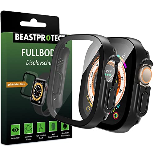 Beastprotect FULLBODY Hybrid Schutz kompatibel mit Apple Watch Ultra 1/2 49 mm [100% blasenfrei] [hüllenfreundlich] unzerbrechlicher Displayschutz schwarz von Beastprotect