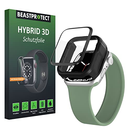 Beastprotect HYBRID 3D [Full Cover] Schutzfolie kompatibel mit Apple Watch Series 9, Series 8, Series 7 45 mm [inkl.Aufbringhilfe] [100% blasenfrei] [hüllenfreundlich] unzerbrechlicher Displayschutz von Beastprotect