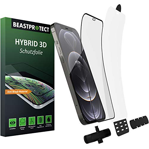 Beastprotect HYBRID 3D [Full Cover] Schutzfolie kompatibel mit iPhone 12 Pro Max [inkl. Aufbringhilfe] [100% blasenfrei] [hüllenfreundlich] unzerbrechlicher Displayschutz von Beastprotect