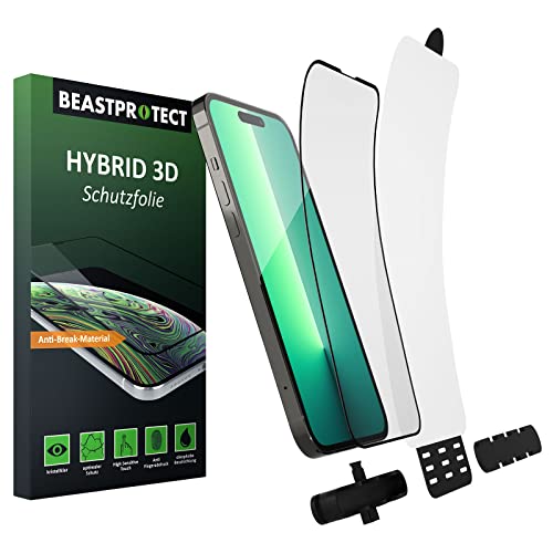 Beastprotect HYBRID 3D [Full Cover] Schutzfolie kompatibel mit iPhone 14 Pro [inkl. Aufbringhilfe] [100% blasenfrei] [hüllenfreundlich] unzerbrechlicher Displayschutz von Beastprotect