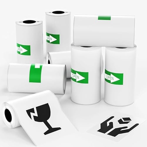 Etikettendruckpapier - 8 Rollen Etiketten-Endlosdruckpapier, Thermodrucketiketten - Mehrzweck-Quadrat-Selbstklebeetiketten, weißer Hintergrund mit schwarzem Text von BeatCat