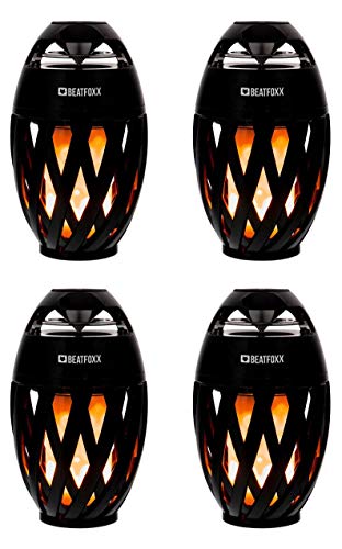 Beatfoxx FA-50 Soundspark Advent Set (Portable Bluetooth-Kerze im 4er Set mit Lautsprecher & LED Flammeneffekt & integriertem Akku ideal für Zuhause, Camping, Balkon und Garten) Schwarz von Beatfoxx